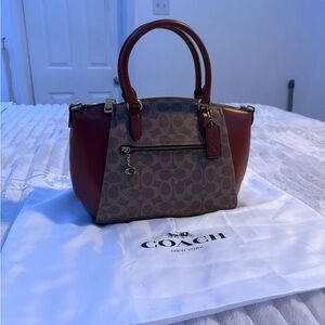 Coach Burgundy and Gray Signature Satchel